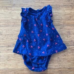 Carter’s Blue Cherries Outfit, Size 3-6 Months
